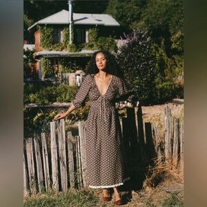 Christy Dawn Venus dress. Carob Ditsy Leaf